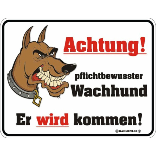 lustig bedruckte Blechschilder "Achtung Wachhund !!! "