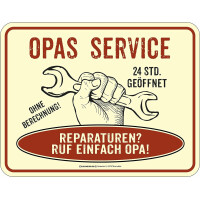 RAHMENLOS Opas Service Blechschild