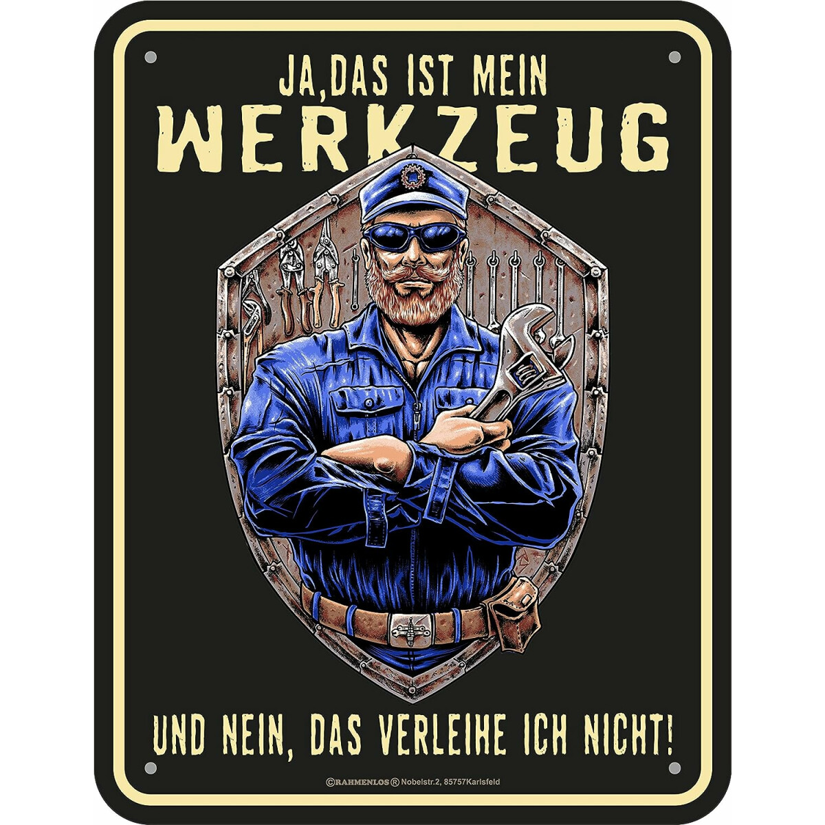 RAHMENLOS Original Blechschild für den Mechaniker und S