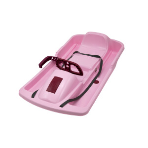 KHW | Lenkschlitten Snow Fox | Bubblegum - Rosa | Rodel 95 cm | TÜV-geprüft | inkl. Zugseil | ausgefeiltes Lenksystem | kälte- und lichtbeständiger Kunststoff | Made in Germany