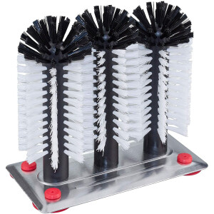 BÜMAG eG Profi Gläserspülbürste mit 3 Säulen (18/18/18 cm) - mit großer Aluminium-Saugplatte - Gläserbürste - Spülbürste für Gläser