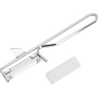 Westmark | Universal-Sparschäler mit geschärftem Ausstecher | Edelstahlklinge | Famos | Metall/Verchromt | 15,5 x 3,5 cm | perfekt für präzises Schälen