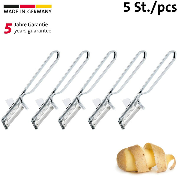 Westmark Universal-Sparschäler/Pendelschäler mit geschärftem Ausstecher, Profi-Großpackung, 5 Stück, 15,5 x 3,5 cm, Edelstahlklinge, Famos, Metall/Verchromt, 106122E3