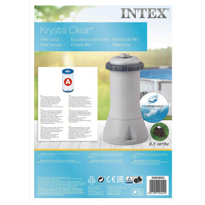 Intex 28638 Krystal Clear Cartridge Filter Pump - Pool Kartuschenfilteranlage, 2.7m³/h