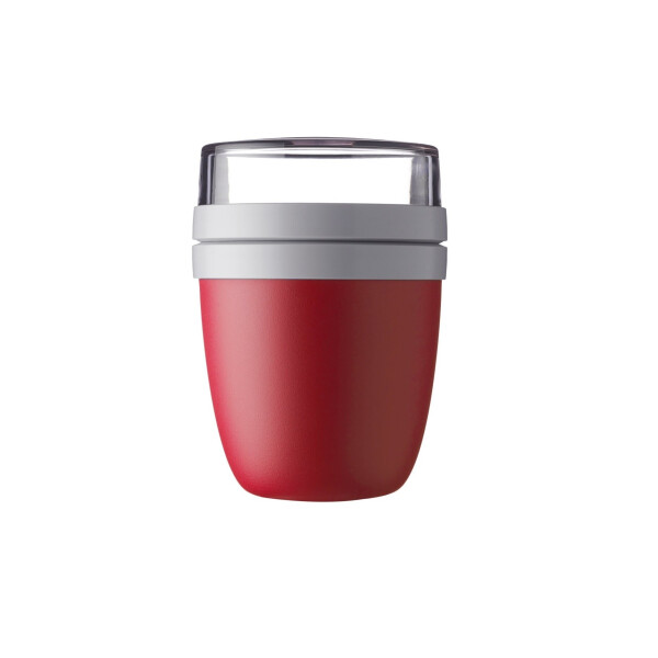 Mepal | Lunchpot Ellipse | Nordic Red | praktischer Müslibecher, Joghurtbecher, To Go Becher | geeignet für Tiefkühler, Mikrowelle & Spülmaschine | 500 + 200 ml