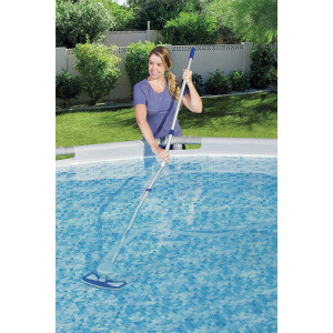 Bestway Flowclear Poolpflege Basis-Set, Aquaclean mit pumpenbetriebenem Poolsauger und Kescher, für alle gängigen Poolgrößen