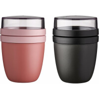 Mepal Lunchpot Ellipse 2-er Set Lunchbox Essensbehälter Reisebecher (Vivid Mauve + Nordic Black)
