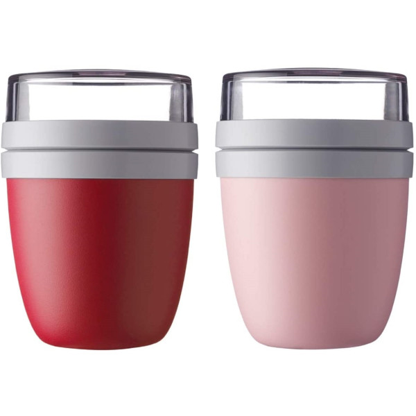 Mepal Lunchpot Ellipse 2-er Set Lunchbox (Nordic Red - Nordic Pink)
