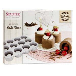 Städter 661073 We Love Baking Cake Cups Backform, Metall, Silber