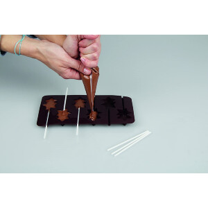 Silikon-Schokoladenform "Stern-Lollis" 2er Set inkl. 12 Sticks