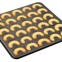 Zenker | Vanillekipferl Backblech Sparkling Christmas | Teflon Antihaftbeschichtung | Schwarz | ideal für selbstgemachte Kipferl
