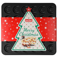 Zenker | Vanillekipferl Backblech Sparkling Christmas | Teflon Antihaftbeschichtung | Schwarz | ideal für selbstgemachte Kipferl