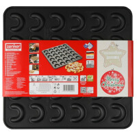 Zenker | Vanillekipferl Backblech Sparkling Christmas | Teflon Antihaftbeschichtung | Schwarz | ideal für selbstgemachte Kipferl