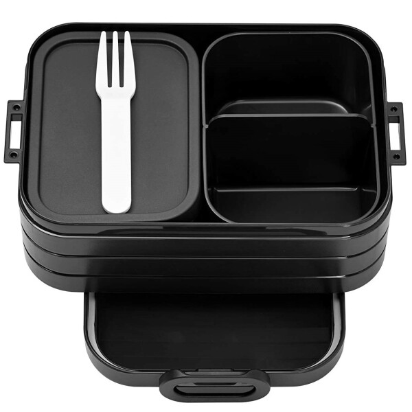 Mepal Bento-Lunchbox Take A Break Black Edition midi – Brotdose mit Fächern, geeignet für bis zu 4 Butterbrote, TPE/pp/abs, 0 mm