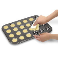 Zenker Husarenkrapfen-/ Engelsaugenblech Sparkling Christmas, Ofenblech mit Teflon Antihaftbeschichtung für kinderleichtes Backen, hochwertige Form für selbstgemachte Plätzchen (Farbe: Schwarz)