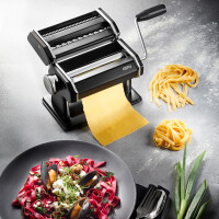 GEFU 89426 Pastamaschine Pasta PERFETTA schwarz matt, italienische Nudelmaschine für Lasagne, Tagliolini und Tagliatelle