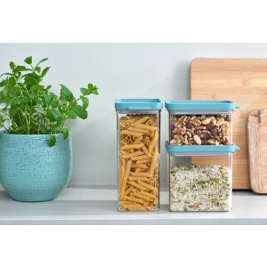 Mepal Vorratsdosen-Set Omnia rechteckig Nordic green – 700 ml, 1100 ml und 2000 ml - praktische Aufbewahrungsdosen für Lebensmittel – luftdichte Aufbewahrungsboxen geeignet für Küchenschrank und Regal