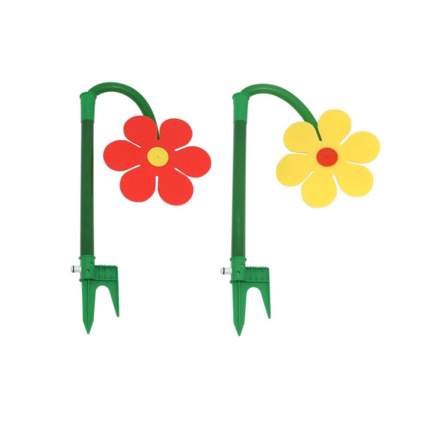 2 Stück Funflower Sprinklerblumen Rasensprenger rot und gelb