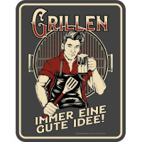 RAHMENLOS Original BBQ-Blechschild: Grillen - Immer eine Gute Idee!