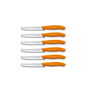 6 Stück Victorinox Tafelmesser Kunststoff, Orange, 14cm