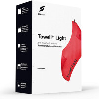 STRYVE TOWELL+Light Sporthandtuch aus Microfaser, Fitnesshandtuch mit Tasche und Rutschschutz (Power Red)