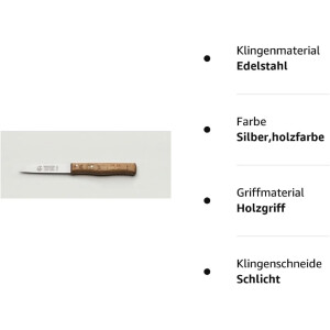 Omas Küchenmesser, extra scharf, gerade, 3" = 8 cm, nicht rostfrei/Gußstahl, Holzgriff, Marsvogel Solingen