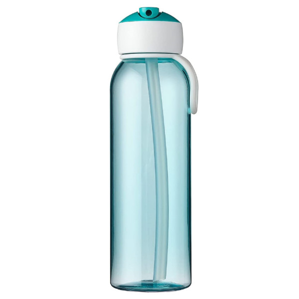 Mepal – Trinkflasche mit Strohhalm Campus Flip-up 500 ml türkis – Wasserflasche für Kinder mit Strohhalm– kohlensäuregeeignet – auslaufsicher