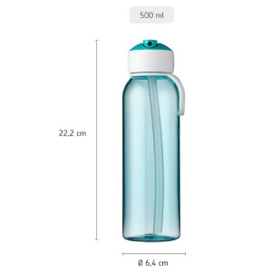 Mepal – Trinkflasche mit Strohhalm Campus Flip-up 500 ml türkis – Wasserflasche für Kinder mit Strohhalm– kohlensäuregeeignet – auslaufsicher