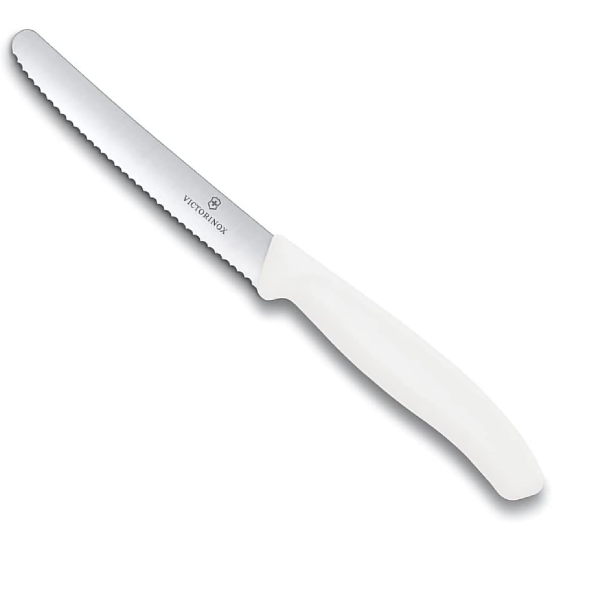 Victorinox | Swiss Classic Tafelmesser | 11cm Wellenschliff | ergonomisch geformt | spülmaschinengeeignet | Farbe: Weiß