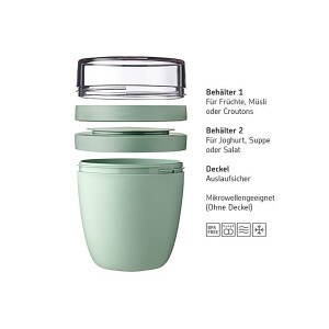 Mepal | Lunchpot Ellipse | praktischer To Go Becher | geeignet für Tiefkühler, Mikrowelle & Spülmaschine | 500 + 200 ml | Lemon Vibe