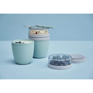 Mepal Set Lunchpot Faltbarer Löffel Ellipse – Nordic Denim – praktischer Müslibecher und Behälter für Transport von Lebensmitteln-Geeignet für Tiefkühler, Mikrowelle und Spülmaschine, ABS, Promotion
