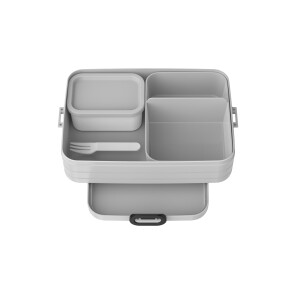 Mepal Bento-Lunchbox Large Take A – Brotdose mit Fächern, geeignet für bis zu 4 BZW. 8 Butterbrote, TPE/pp/abs, 0 mm Cool Grey - Grau, 1500 ml