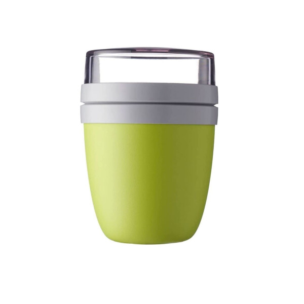Mepal | Lunchpot Ellipse| Praktischer Müslibecher & Joghurtbecher | geeignet für Tiefkühler, Mikrowelle & Spülmaschine | 500 + 200 ml | Lemon Lime