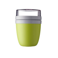 Mepal | Lunchpot Ellipse| Praktischer Müslibecher & Joghurtbecher | geeignet für Tiefkühler, Mikrowelle & Spülmaschine | 500 + 200 ml | Lemon Lime