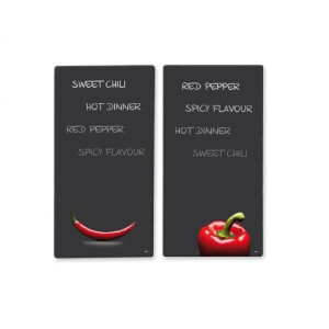 Multi - Glasschneideplatte 2er Set CHILI/Kesper/Herdabdeckplatten/Glasschneidbrett/Glasplatte/Spritzschutz