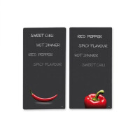 Multi - Glasschneideplatte 2er Set CHILI/Kesper/Herdabdeckplatten/Glasschneidbrett/Glasplatte/Spritzschutz