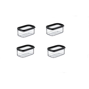 4-tlg. MEPAL Vorratsdosen Spar-Set Modula 425 ml Schwarz / Black Edition Vorratsdose Frischhaltedose - ideal für die Aufbewahrung von trockenen Lebensmitteln
