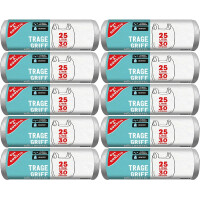 Gut & Günstig Müllbeutel/Mülltüten mit Tragegriff, 25 Liter, 30 Stück pro Rolle, Reißfest & Flüssigkeitsdicht, Produkt & Verpackung recyclebar (10er Pack)