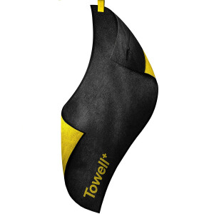 STRYVE Towell + | Sporthandtuch mit Tasche und Magnetclip, Black and Yellow Edition / Schwarz Gelb - Bekannt aus Die Höhle der Löwen