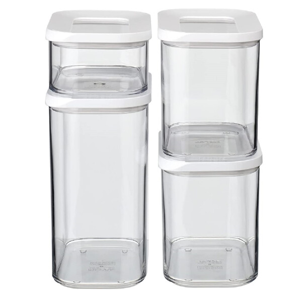 Mepal – Vorratsdosen Set Modula 4-teilig weiß – 2 x 1000 ml, 1 x 1500 ml und 1 x 425 ml - Aufbewahrungsbox mit Deckel für trockenen Lebensmitteln - Frischhaltedosen und Ordnungsboxen
