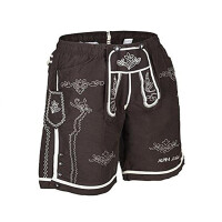 Alpin de Luxe | Badeshort Badehose LEDERHOSE, braun, Größe S