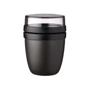 Mepal | Lunchpot mini Ellipse | perfekter Begleiter für Müslis, Joghurts, To-Go Snacks | vielseitig: Tiefkühler, Mikrowelle & Spülmaschine tauglich | 300 ml | stilvolles Nordic Black Design