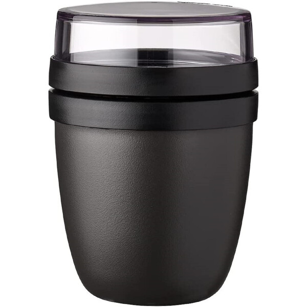 Mepal | Lunchpot Ellipse | 500 + 200 ml | praktischer Müslibecher & Joghurtbecher | To Go Becher | geeignet für Tiefkühler, Mikrowelle & Spülmaschine | Nordic Black