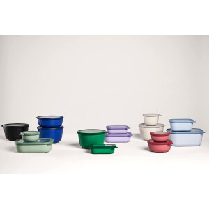 Mepal - Cirqula Multischüssel-Set 4–teilig rund Nordic black – 500, 1000, 2000 und 3000 ml – Verwendbar als Vorratdose, Kühlschrankdose, Gefrierdose, Mikrowellegeschirr & Servierschale mit Deckel