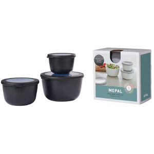 Mepal - Cirqula Multischüssel-Set 3–teilig rund Nordic black – 500, 1000 und 2000 ml