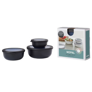 Mepal - Cirqula Multischüssel-Set 3–teilig rund Nordic black – 350, 750 und 1250 ml