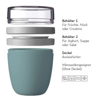 Mepal - Lunchpot Ellipse - Nordic Green – 500 ml praktischer Müslibecher, Joghurtbecher, To go Becher – Geeignet für Tiefkühler, Mikrowelle und Spülmaschine, 700 ml
