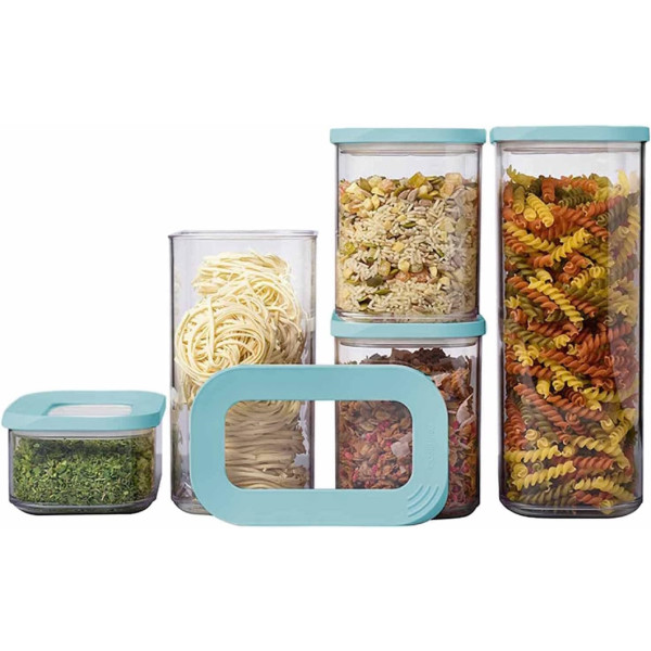 Mepal Vorratsdosen Modula 5-teilig – Starter-Set Nordic Green – ideal für die Aufbewahrung von trockenen Lebensmitteln – spülmaschinenfest, Kunststoff