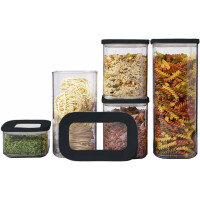 Mepal Vorratsdosen Modula 5-teilig – Starter-Set – ideal für die Aufbewahrung von trockenen Lebensmitteln – spülmaschinenfest, Kunststoff, Schwarz