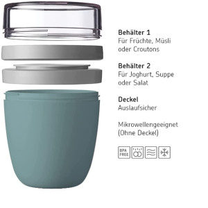 Mepal 2-tlg Starter Set Snacks to go – Bento-Lunchbox Large mit Lunchpot – praktischer Müslibecher – Brotdose mit Fächern, geeignet für bis zu 8 Butterbrote, Nordic Green